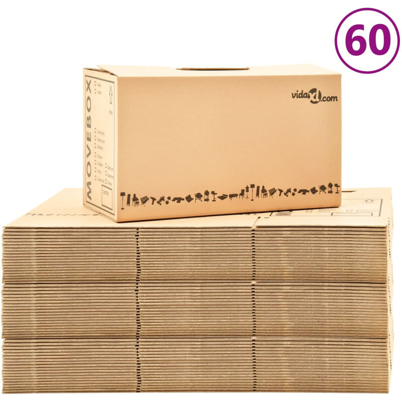 

Cajas de mudanza 60 unidades carton XXL 60x33x34 cm