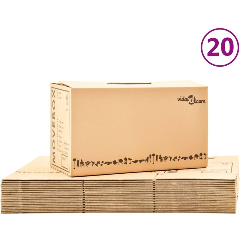 

Cajas de mudanza de cartón XXL 20 piezas 60x33x34 cm - Marrón
