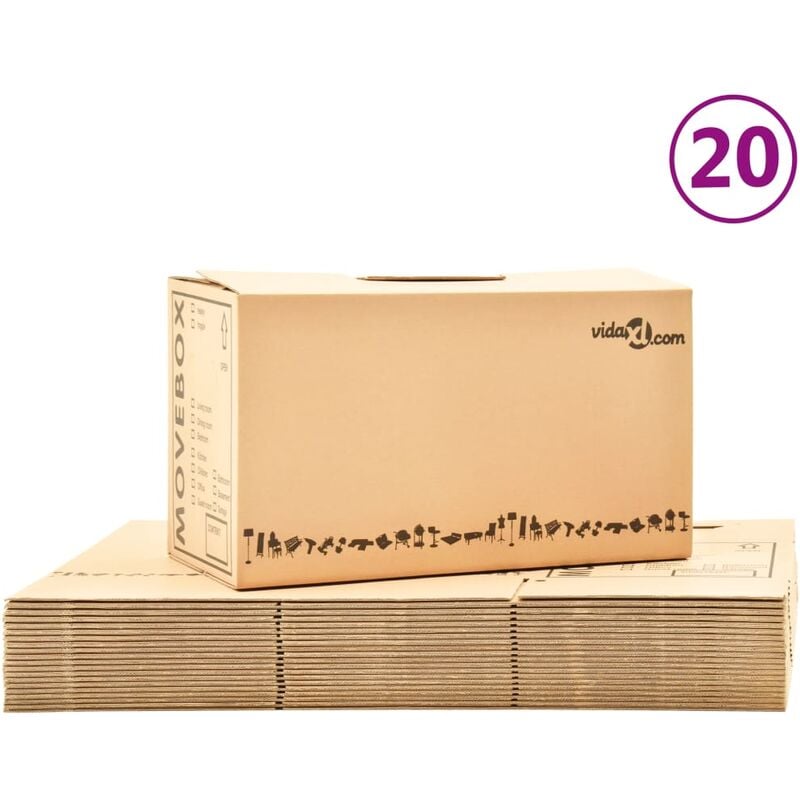 

Cajas de mudanza de cartón XXL 20 piezas 60x33x34 cm