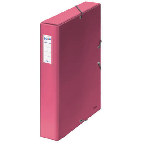 CAJAS DE PROYECTOS CARTÓN FORRADO LOMO DE 5 CM ROSA CON ETIQUETA 245X350X50 DOHE 10362