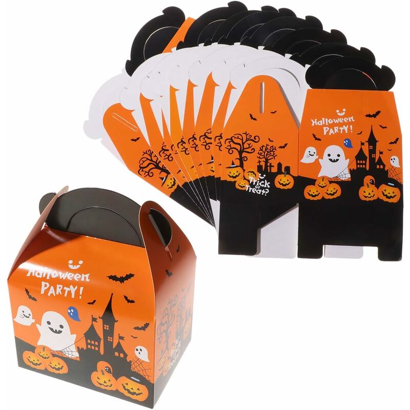 

Cajas de Truco o Trato de Halloween, Paquete de 10 Cajas de Regalo de Regalo de Fiesta de Halloween, contenedor de Dulces para Decoraciones de Fiesta