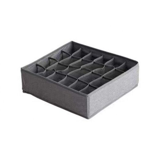 Cajas para guardar calcetines y ropa interior KZQ, organizador de cajones plegable con 24 compartimentos para guardar bufandas, corbatas, cinturones y otros accesorios (gris)