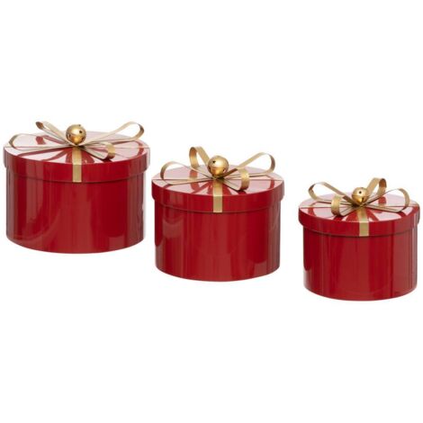 CAJAS REDONDAS DE METAL ROJO X3 - Atmosphera créateur d'intérieur