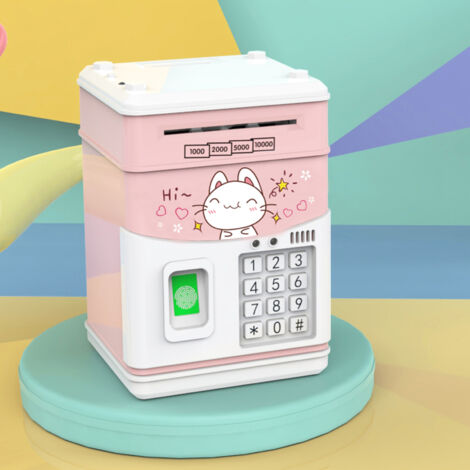 Cajero automático electrónico MINI con contraseña, huellas dactilares simuladas, dispensador automático de billetes y caja fuerte para niños.