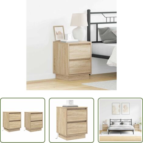 Cajón - Armario de Noche con cajón 2 pcs Roble Sonoma 39 x 34,5 x 50 cm