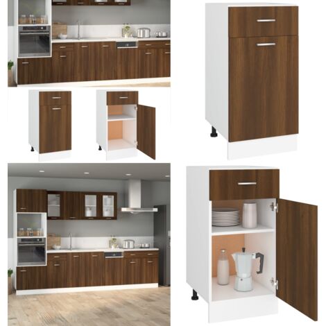 Cajón bajo "Lyon" roble marrón 40x46x81,5 cm Madera de ingeniería - Cajón cocina - Almacenamiento cocina