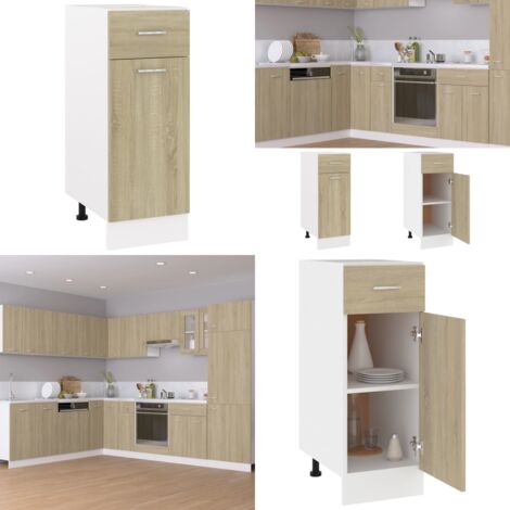 Cajón bajo "Lyon" roble Sonoma 30x46x81,5 cm Madera de ingeniería - Cajón cocina - Almacenamiento cocina