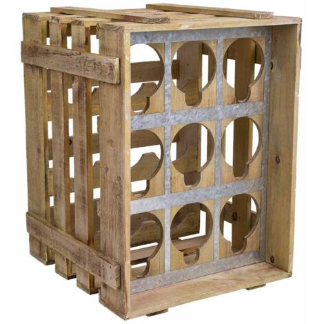 Cajón botellero de madera marrón 33x32,5x43