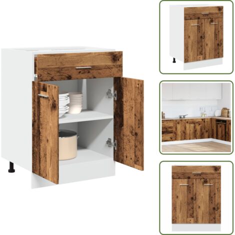 Cajón cocina - vidaXL Mueble bajo con cajón "Lyon" de, madera vieja, 60 x 46 x 81,5 cm, madera de ingeniería - Madera de ingeniería