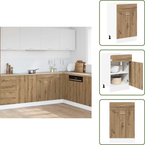 Cajón cocina - vidaXL Mueble bajo con cajón "Lyon" de roble artesanal, 40 x 46 x 81,5 cm, madera de ingeniería, - Madera contrachapada