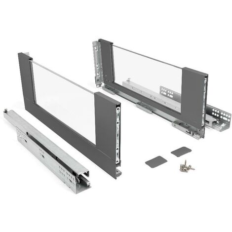 cajón con laterales de cristal qube. extracción total. cierre amortiguado. antracita. altura 185mm