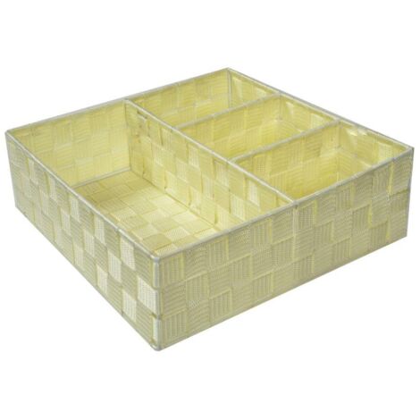 Cajón cuadrado poliéster crema cm32x32h10