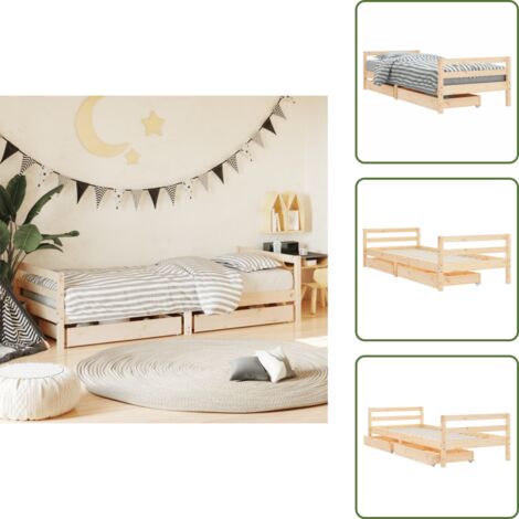 Cajón de almacenaje - vidaXL Estructura de cama para niños con cajones madera pino 80x200 cm - Cama de pino
