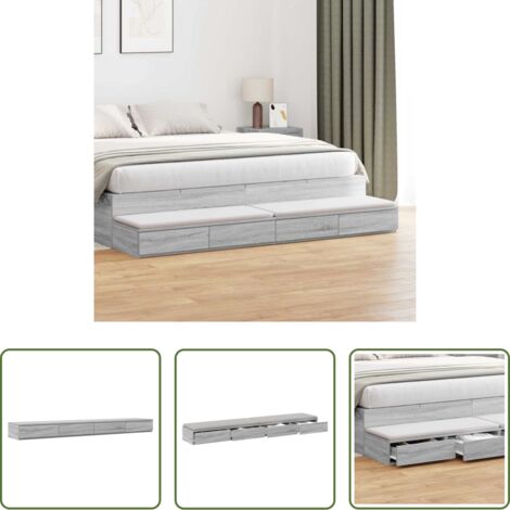 Cajón de almacenamiento -  Cajones de cama con cajón Gris Sonoma 180 x 36,5 x 16,5 cm
