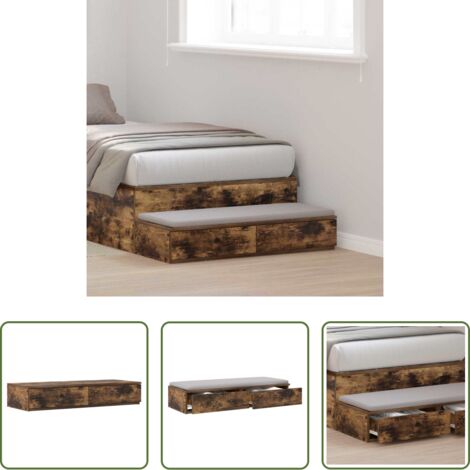 Cajón de almacenamiento -  Cajones de cama con cajón Roble ahumado 100 x 36,5 x 16,5 cm
