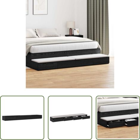 Cajón de almacenamiento -  Cajones de cama con cajón Roble Negro 200 x 36,5 x 16,5 cm