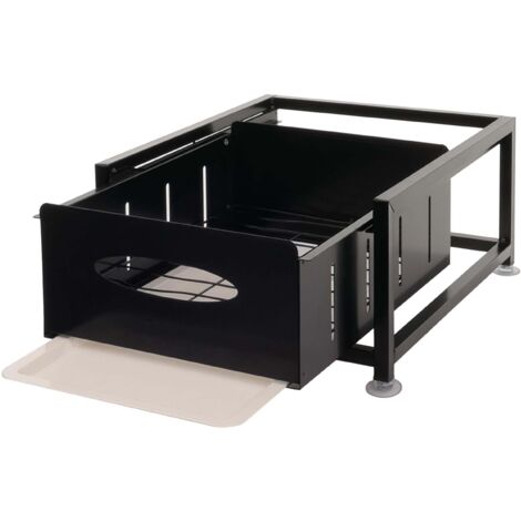 Cajón de armario con bandeja extraíble almacenamiento extensible para cocina y vajilla 19 × 34 × 42 cm metal negro 040009456