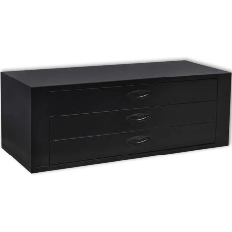 Cajón de herramientas de metal con 3 cajones negro