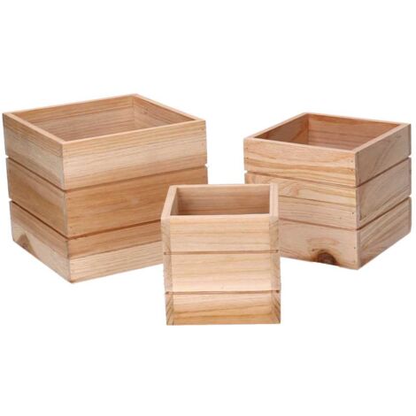 Cajón de madera 1-3 natural cuadrado 15,5x15,5x14 cm