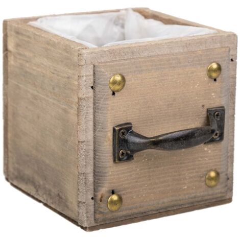 Cajon de madera marron 14x14x12h cm