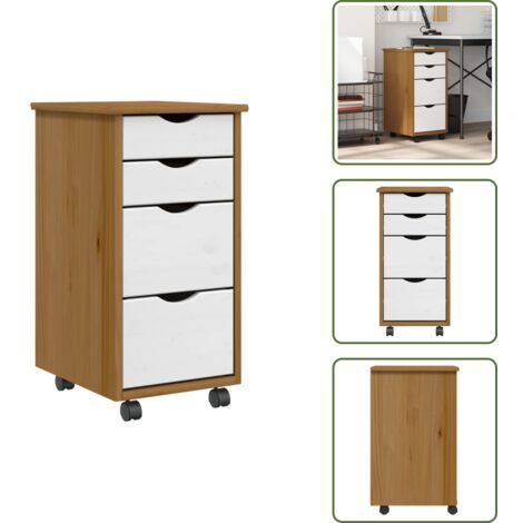 Cajón de madera - vidaXL Cajonera con ruedas MOSS madera maciza pino marrón miel - Cajón de pino