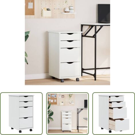 Cajón de oficina -  Cajonera con ruedas MOSS madera maciza de pino blanco
