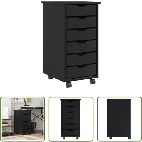 Cajón de oficina - Cajonera con ruedas MOSS madera maciza de pino negro