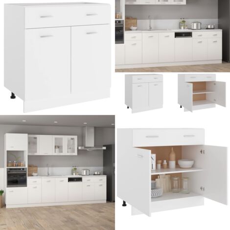 Cajón inferior "Lyon" blanco 80x46x81,5 cm Madera de ingeniería - Almacenamiento de cocina - Cajón inferior