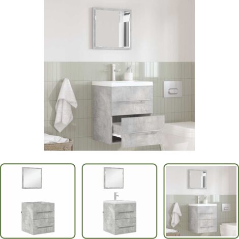 Cajón -  Juego de muebles de baño con cajón Gris 41 x 38,5 x 48 cm