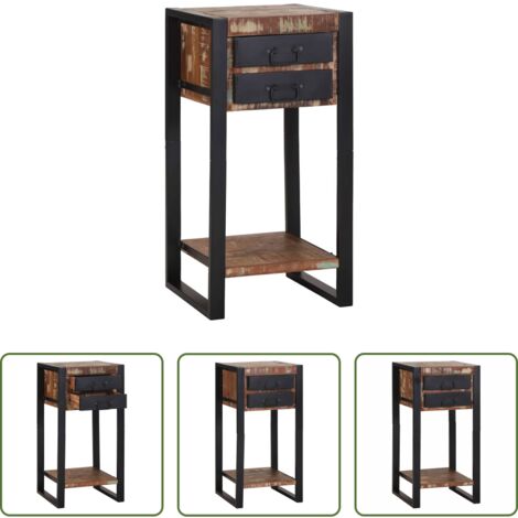 Cajón -  Mesa Auxiliar con cajón Multicolor Madera sólida recuperada