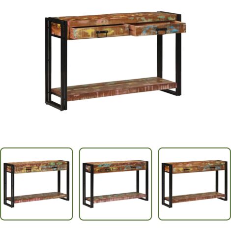 Cajón -  Mesa Consola con cajón Multicolor Madera sólida recuperada