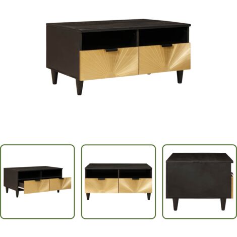 Cajón -  Mesa de Café con cajón 80 x 54 x 40 cm Madera de mango maciza