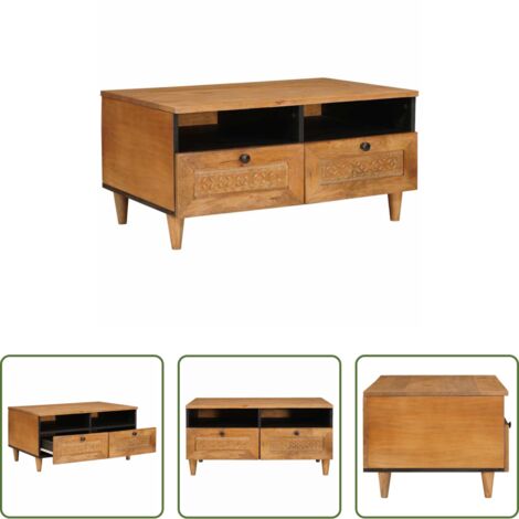 Cajón -  Mesa de Café con cajón con estante Marrón Claro 80 x 54 x 40 cm