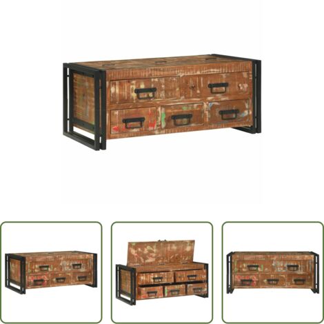 Cajón -  Mesa de Café con cajón Multicolor Madera sólida recuperada