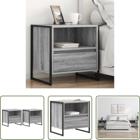 Cajón -  Mesa de Noche con cajón 2 pcs Gris Sonoma 50 x 39,5 x 50 cm