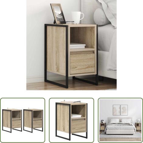 Cajón -  Mesa de Noche con cajón 2 pcs Sonoma 39,5 x 30 x 50 cm