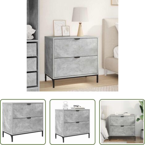 Cajón -  Mesa de Noche con cajón Gris hormigón 63.5 x 36 x 61 cm