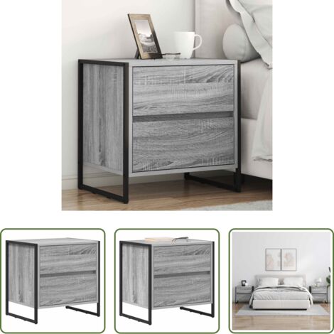 Cajón -  Mesa de Noche con cajón Gris Sonoma 50 x 39.5 x 50 cm