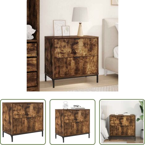 Cajón -  Mesa de Noche con cajón Roble ahumado 63.5 x 36 x 61 cm