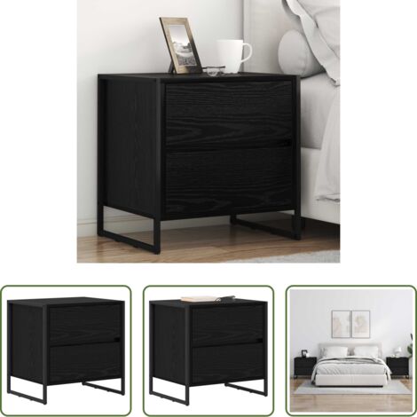 Cajón -  Mesa de Noche con cajón Roble Negro 50 x 39.5 x 50 cm