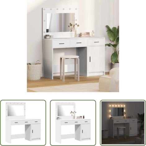 Cajón -  Mesa de tocador con cajón 2 pcs Blanco 40 x 41 x 75 cm