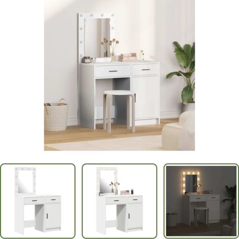 Cajón -  Mesa de tocador con cajón 2 pcs Blanco 50 x 41 x 135 cm