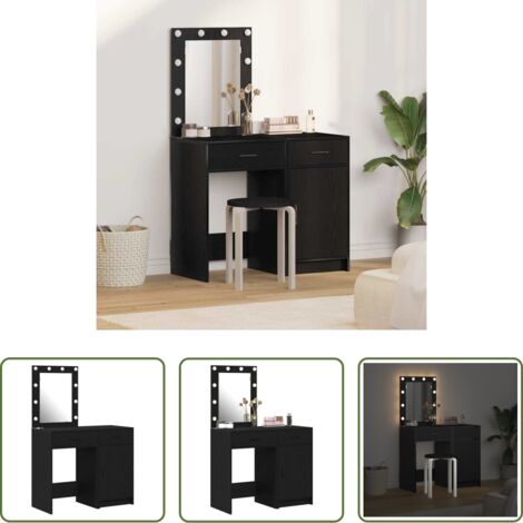 Cajón -  Mesa de tocador con cajón 2 pcs Negro 50 x 41 x 135 cm