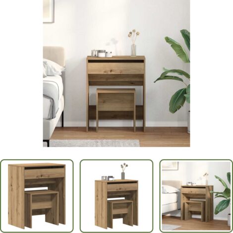 Cajón -  Mesa de Tocador con cajón Roble artisan 60 x 40 x 75 cm