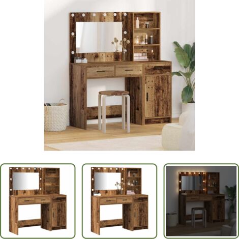 Cajón -  Mesa Tocador con cajón 2 pcs Marrón Madera de ingeniería