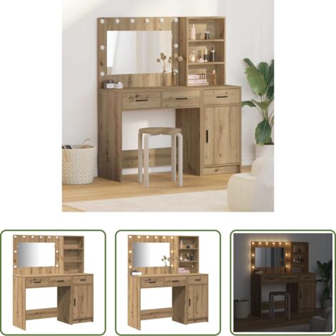 Cajón -  Mesa Tocador con cajón 2 pcs Marrón Madera de ingeniería