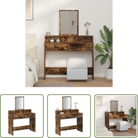Cajón -  Mesa Tocador con cajón Roble ahumado 100 x 41 x 140 cm