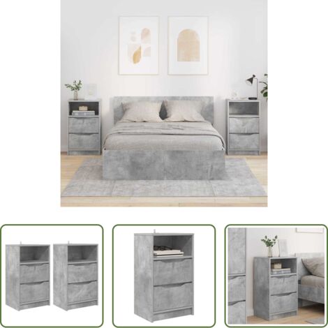 Cajón -  Mesas de noche con cajón 2 pcs Gris Concreto 40 x 30 x 467 cm