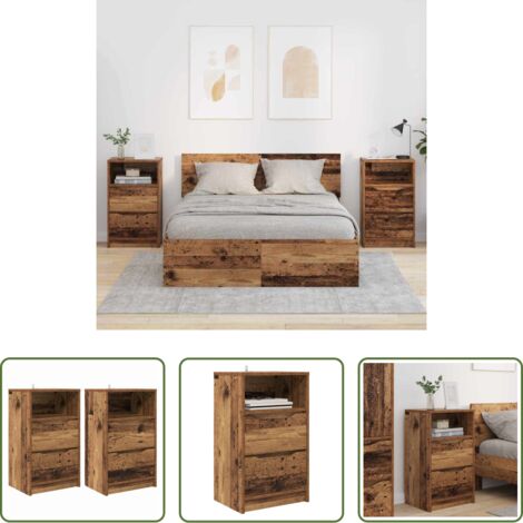 Cajón -  Mesas de noche con cajón 2 pcs Madera Vieja 40 x 30 x 467 cm