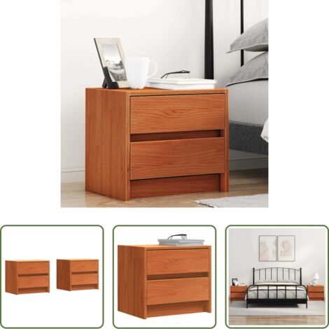 Cajón -  Mesas de noche con cajón 2 pcs Marrón cera 40 x 30.5 x 35.5 cm